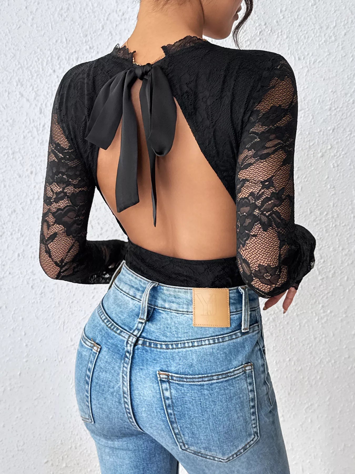 Fashion lace bodysuit for women long sleeve elegant fit