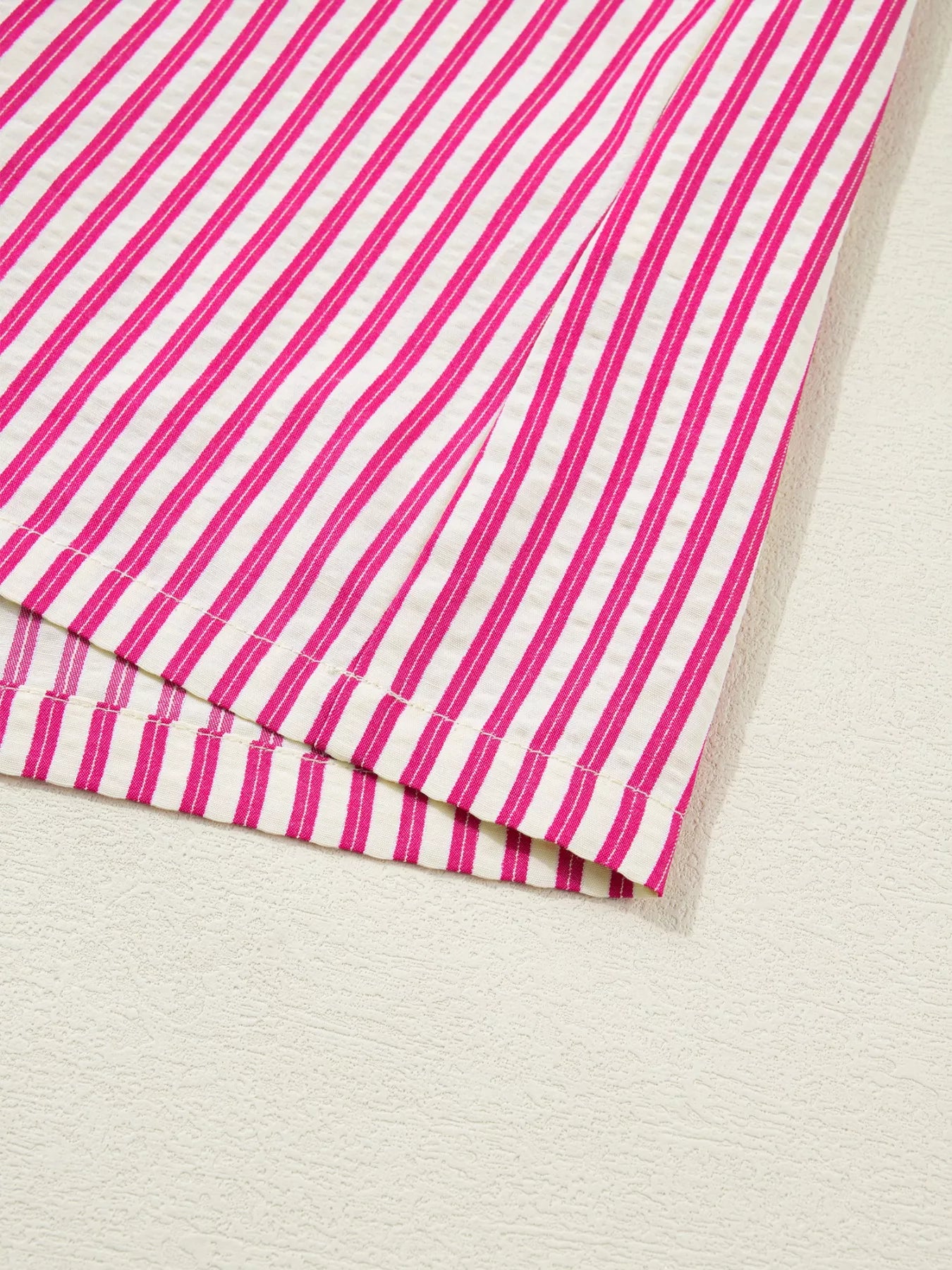 Everyday women blouse striped shirred yoke ruffle sleeve wear