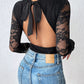 Fashion lace bodysuit for women long sleeve elegant fit
