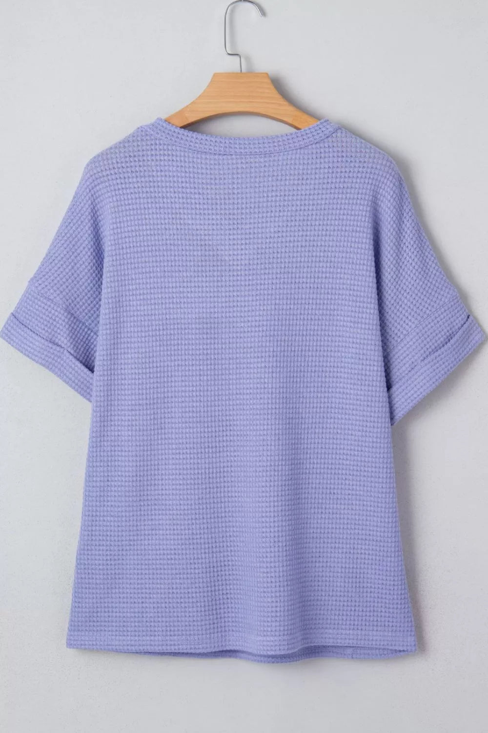Trendy women waffle knit top plus size v neck short sleeve