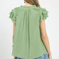 Fashion floral painting blouse for women flutter sleeve Elluxora