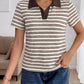 Casual women striped polo shirt short sleeve outfit