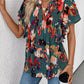 Casual women blouse abstract print ruffle sleeve stylish top