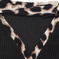 Elegant ribbed knit bodysuit for women leopard detail Elluxora