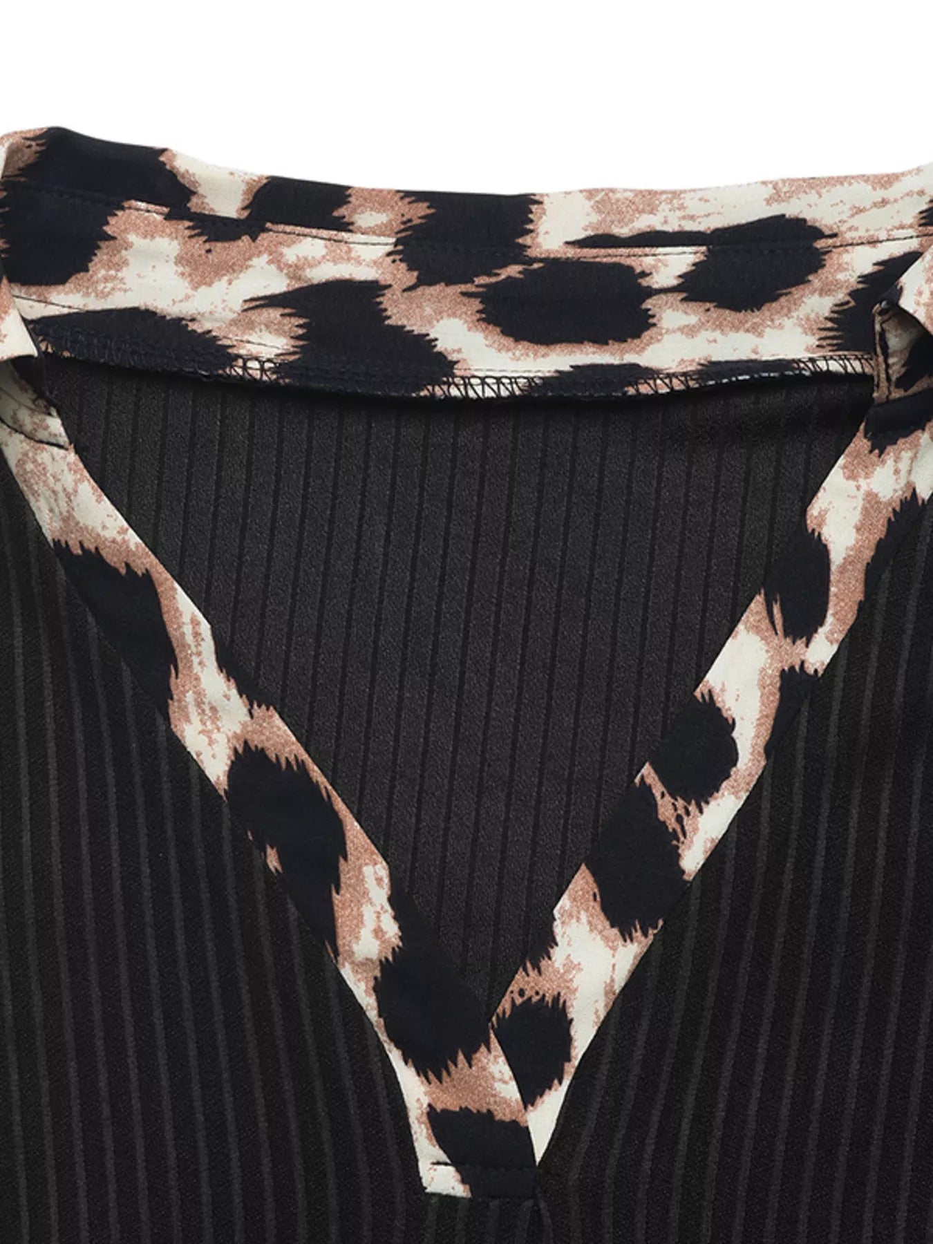 Elegant ribbed knit bodysuit for women leopard detail Elluxora
