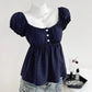 Casual women blouse polka dot pattern short sleeve chic top 