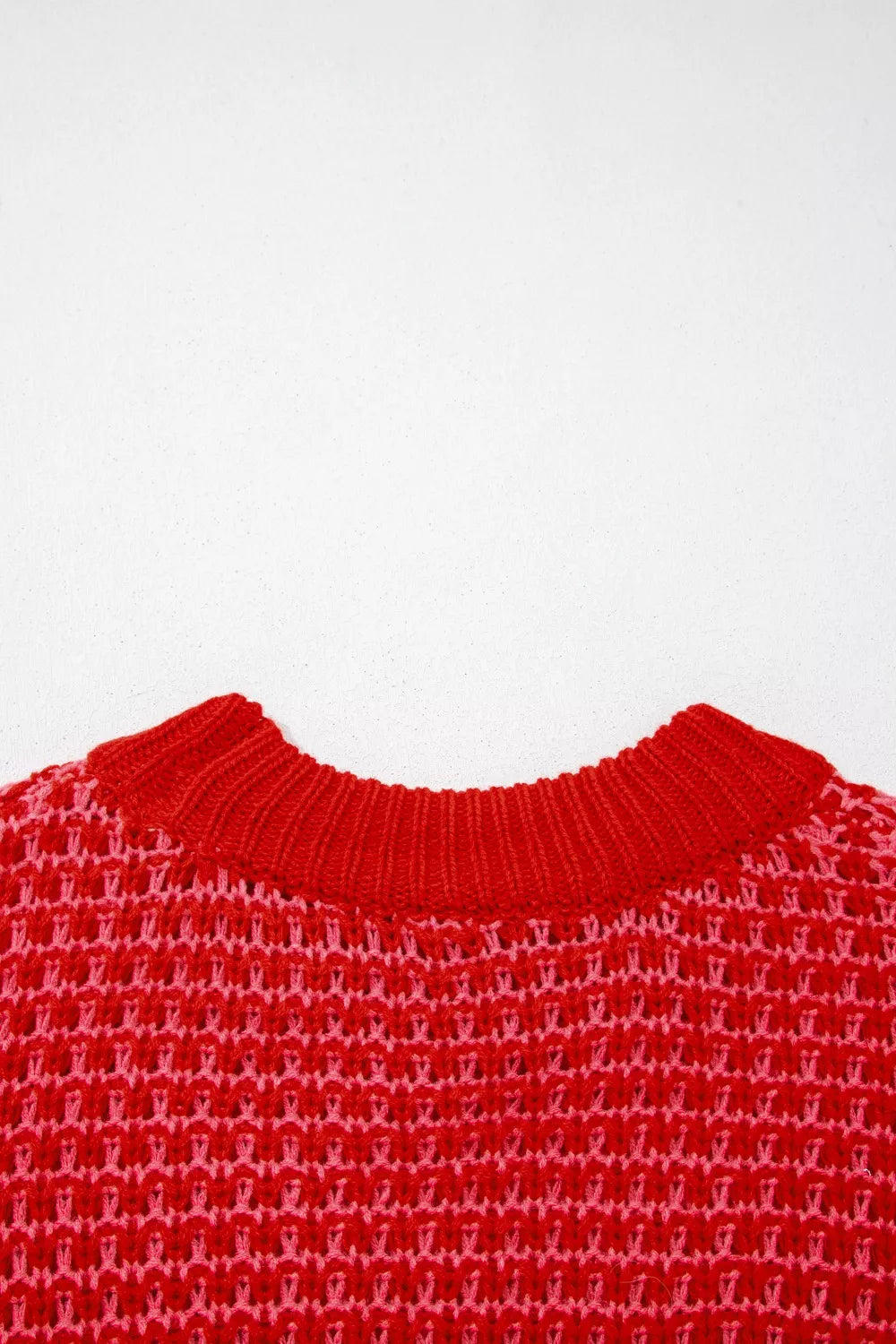 Modern women sweater wavy stripe crochet eyelet half sleeve style