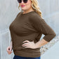 Trendy women top batwing sleeve round neck full size style
