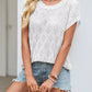 Women openwork knit top short sleeve lightweight viscose Elluxora 