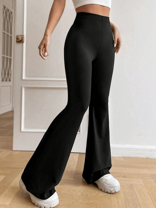 2026 Summer New High-Waisted Flared Pants For Women, Stretch Slim Fit Horseshoe Pants