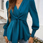 Elegant women blouse knot front lantern sleeve fitted style 