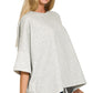 Round neck scuba top women side slits relaxed casual fit
