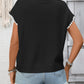 Trendy women ribbed knit top contrast trim short sleeve sweater