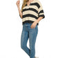 Stylish striped sweater for women split neck lightweight knit top