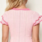 Stylish peter pan collar t shirt women eyelet frill detail