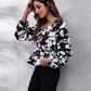 Women floral blouse v neck balloon sleeve peplum design Elluxora