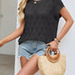 Trendy women knit top openwork short sleeve viscose lightweight