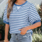 Striped bubble sleeve tee women short sleeve everyday wear
