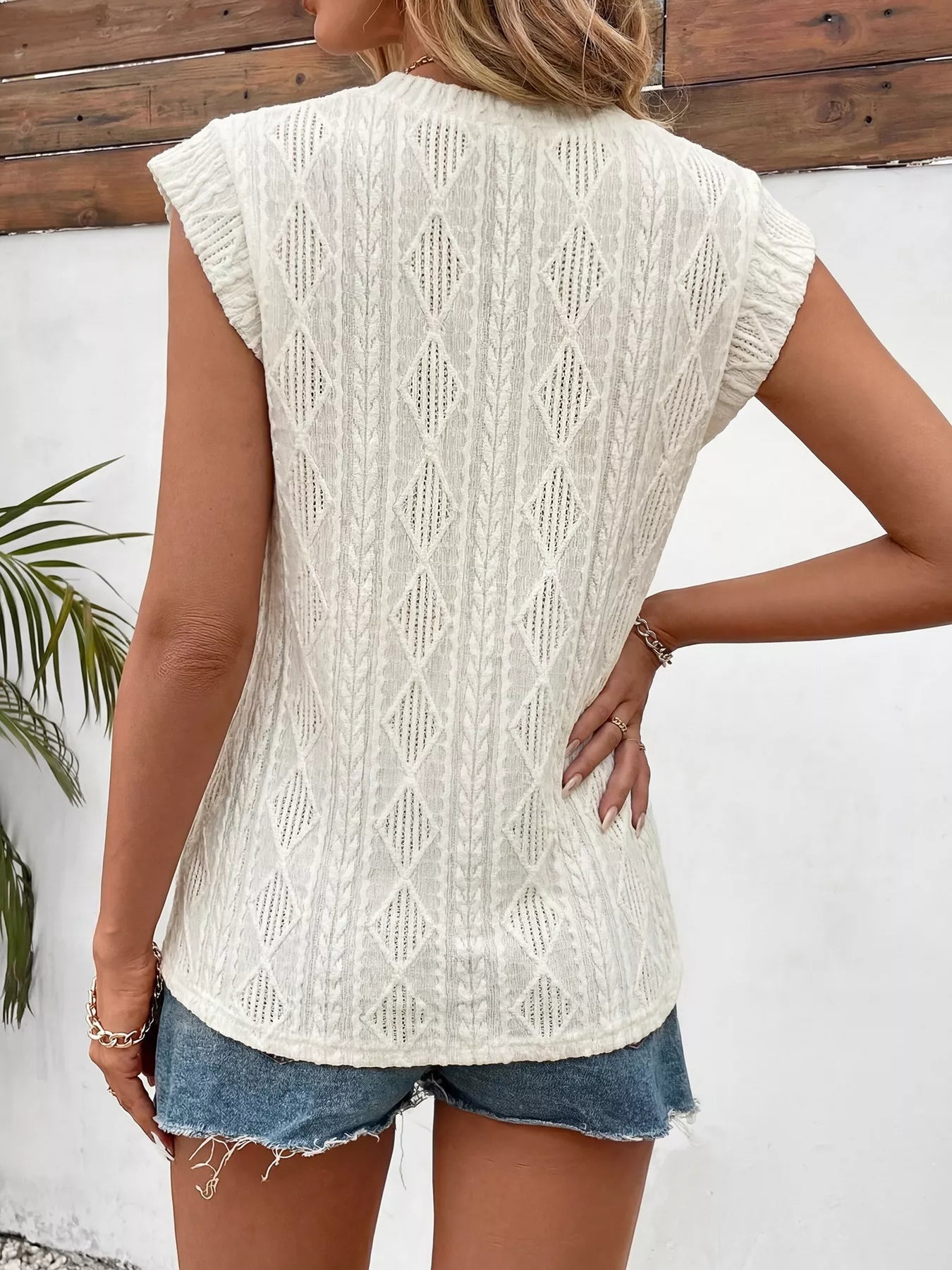 Casual women textured top cap sleeve stretch comfortable tee