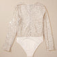 Trendy women bodysuit sequin long sleeve party fashion