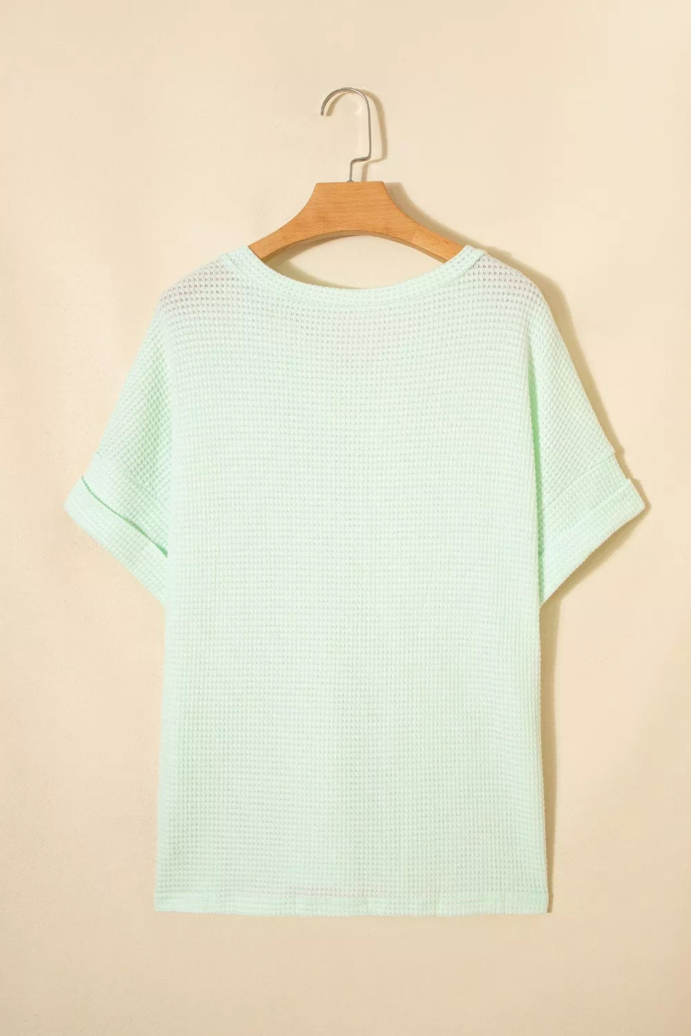 Women minimal waffle top plus size v neck short sleeve fashion