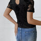 Stylish cutout front top women short sleeve stretchy design