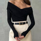 Stylish off-shoulder bodysuit for women ruched long sleeve design