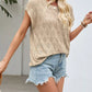 Fashion openwork knit top for women short sleeve viscose Elluxora