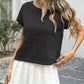 Soft viscose women waffle knit top round neck lightweight design 