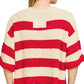 Stylish striped sweater for women split neck casual knit top