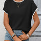 Modern women sweater ribbed knit contrast trim short sleeve style