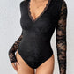 Women lace bodysuit long sleeve sheer elegant fit Elluxora