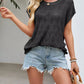 Casual women knit top openwork short sleeve lightweight viscose fabric