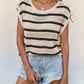 Lightweight women knit top openwork round neck casual outfit 