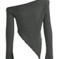 Modern women top asymmetrical one shoulder ribbed knit style