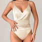 Slim fit women bodysuit ruched spaghetti strap style