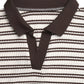 Breathable women striped polo top short sleeve design