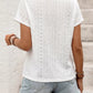 Trendy women blouse eyelet fabric v neck short sleeve style