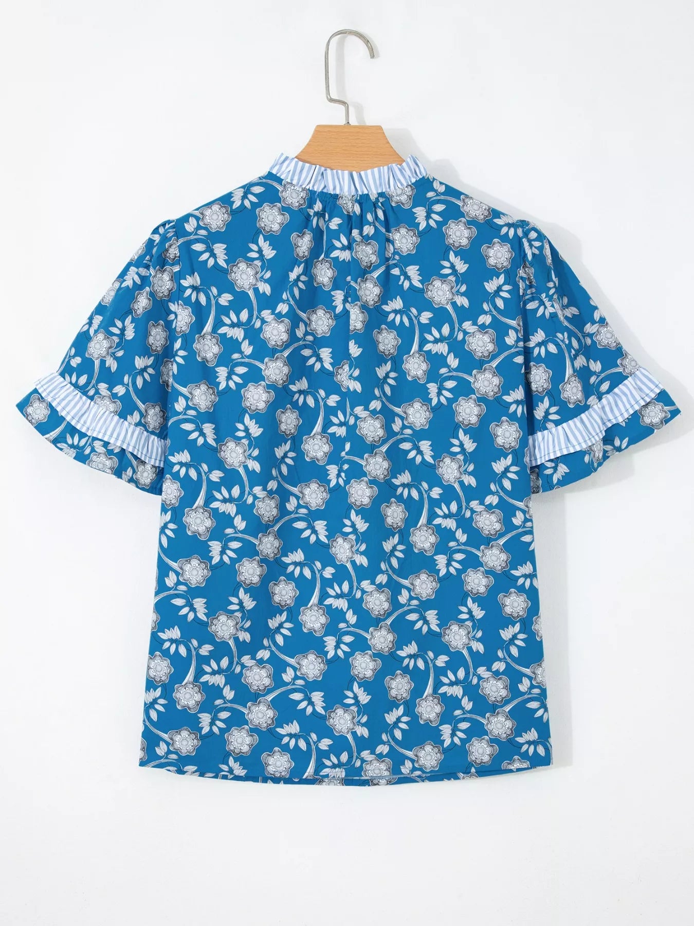 Fashion floral print blouse for women ruffle sleeve Elluxora 