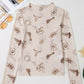 Stylish western print mesh top for women mock neck long sleeve