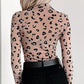 Stylish leopard print mesh bodysuit for women sheer design