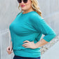 Lightweight women top batwing sleeve round neck full size