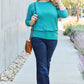 Relaxed fit batwing sleeve top for women round neck full size Elluxora
