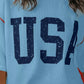 Stylish USA graphic t shirt women ribbed knit casual look