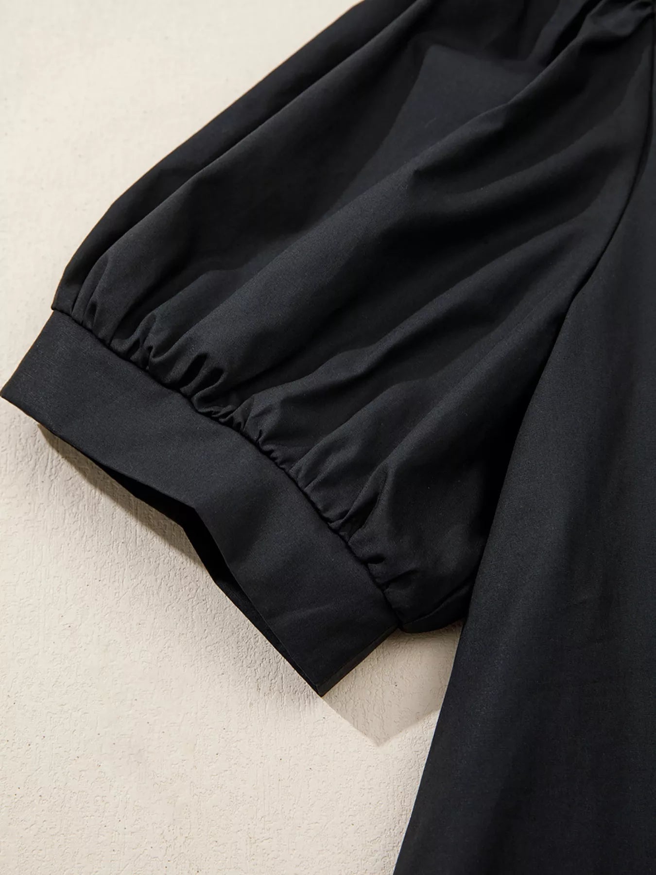 Women comfortable embroidered blouse notched neck puff sleeve