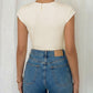 Modern women bodysuit surplice cap sleeve elegant wrap style