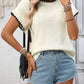 Women ribbed knit top contrast trim short sleeve design Elluxora