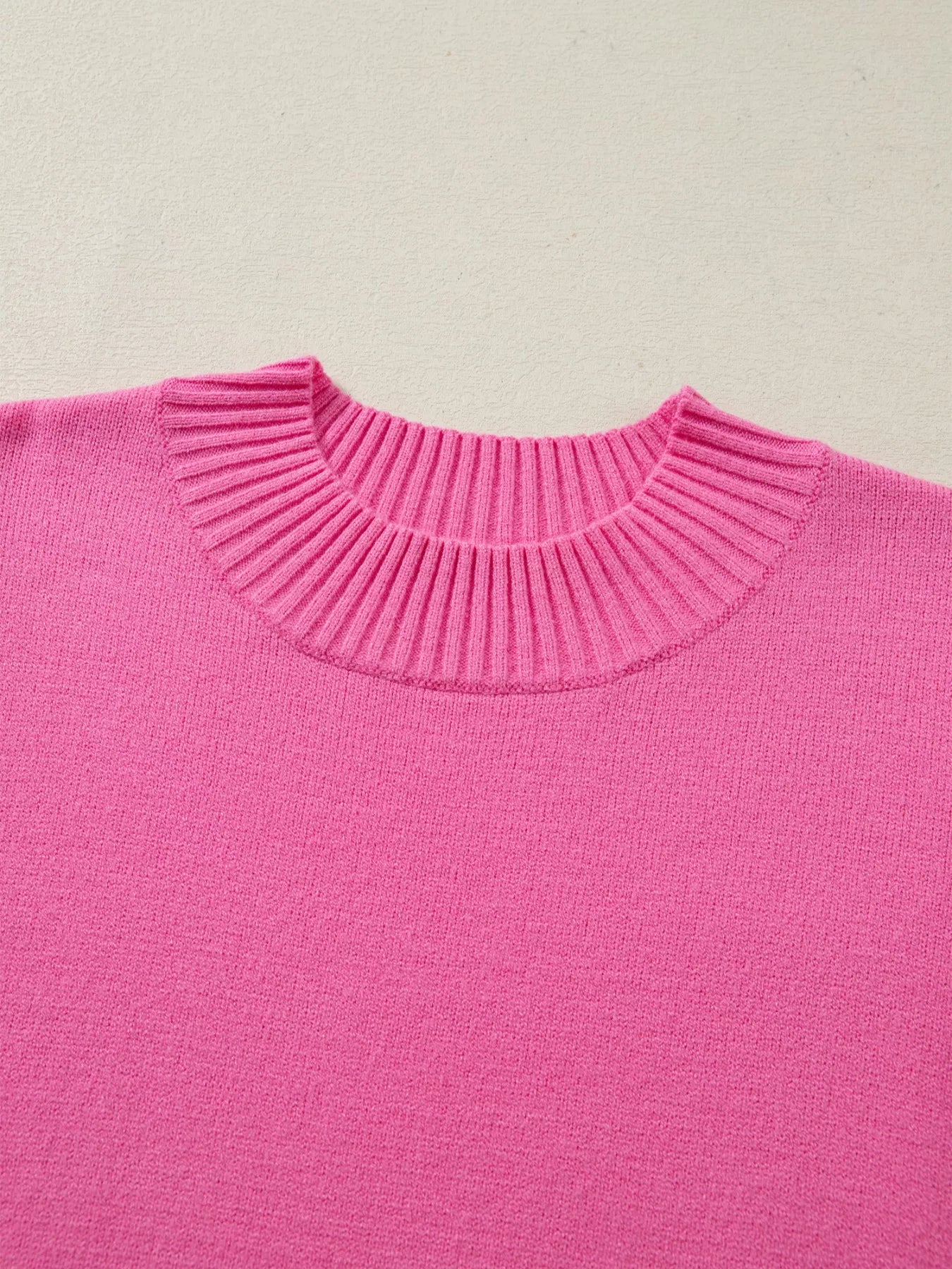 Comfortable women sweater round neck ruffle sleeve soft knit 