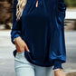 Modern women blouse velvet mock neck tie up long sleeve look
