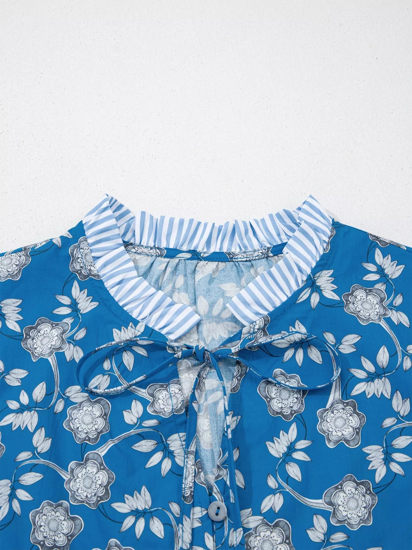 Modern women blouse cotton floral print ruffle sleeve look 
